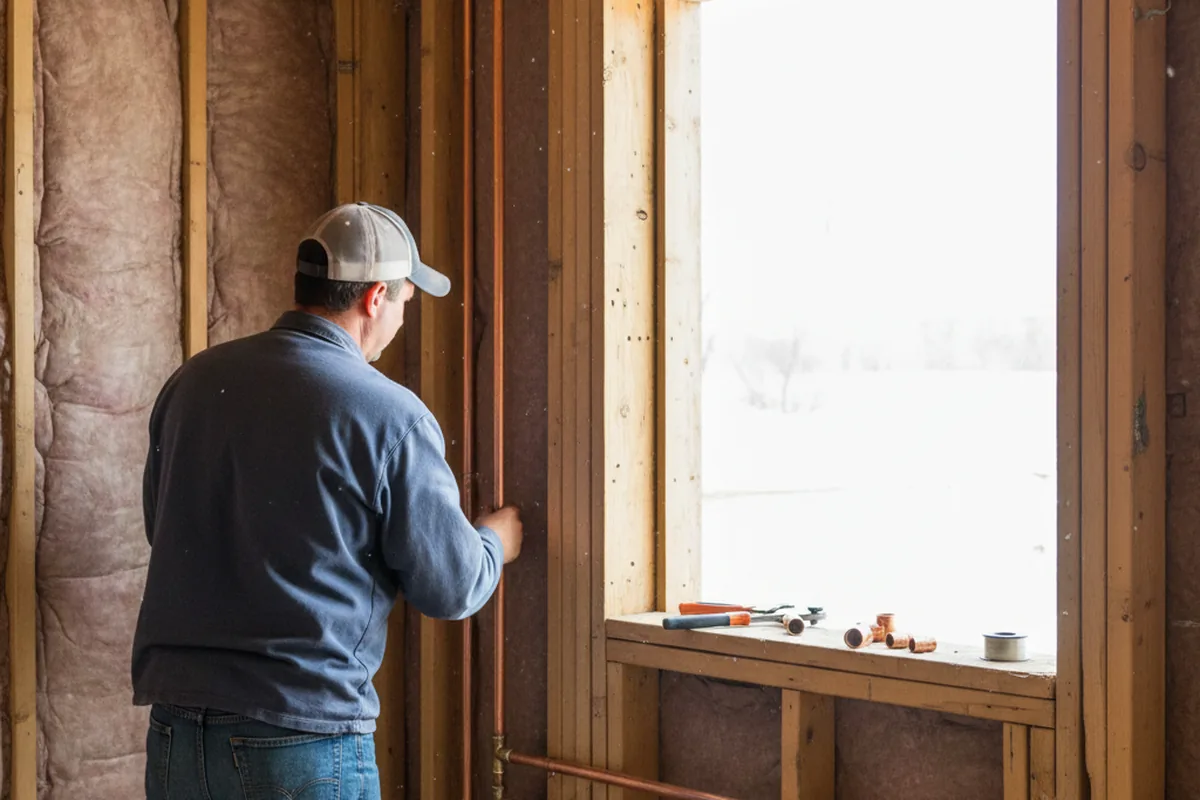 Licensed plumber running new copper supply lines in a Taylor Springs home