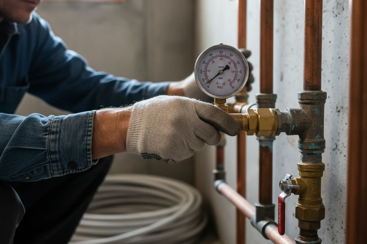 Pressure testing a repaired line during Water Line Repair in Taylor Springs