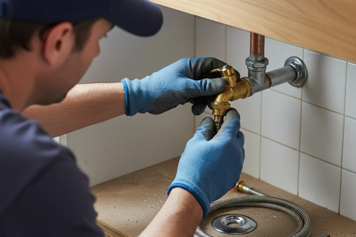 Shutoff valve and fitting work during Burst Pipe Repair in Taylor Springs